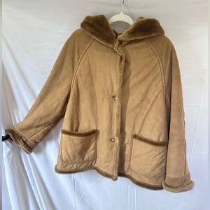Vintage Larry Levine Faux Suede/Sherpa Hooded coat
